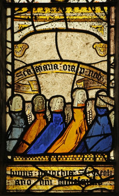 Window 3 depicting a group of female donors by English School