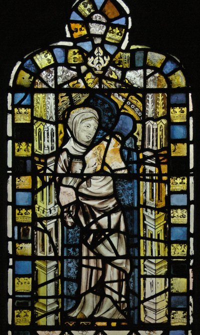 Window depicting a saint - with C15 head by English School