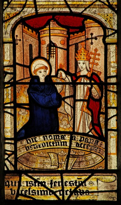 Window 5 depicting St Neot is blessed by the pope by English School