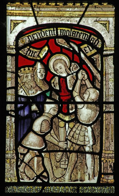 Window 6 depicting St George is hung from a gibbet by English School