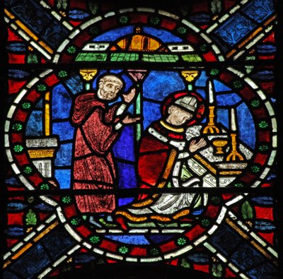 Window n7 depicting a scene from the life of St Thomas Becket: at the altar by English School