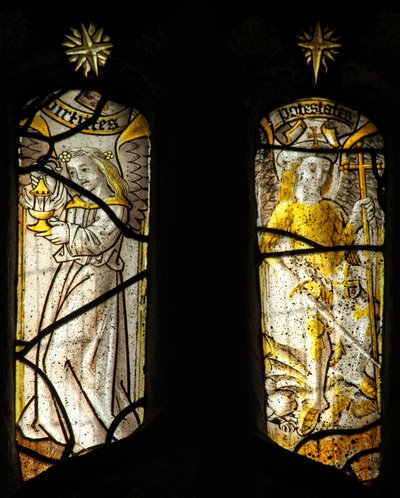 Window 1 depicting the angelic hierarchy: powers, virtues by English School
