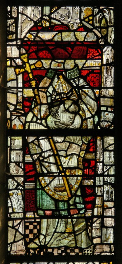 Window depicting St Denis carrying his head by English School