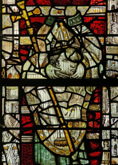 Window depicting St Denis carrying his head by English School