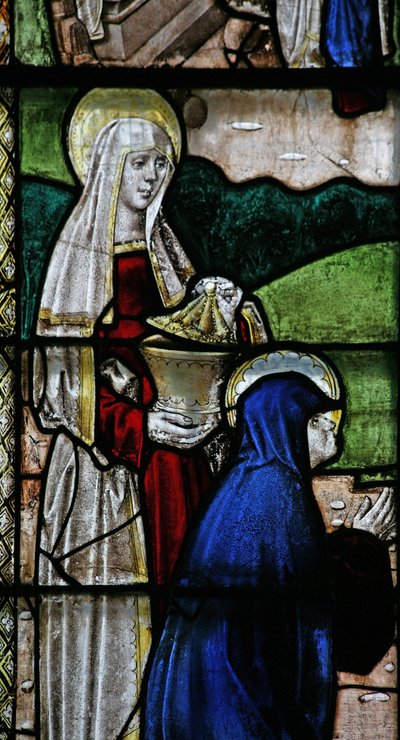 Window s3 depicting a Resurrection scene: the Holy Women at the Tomb by English School