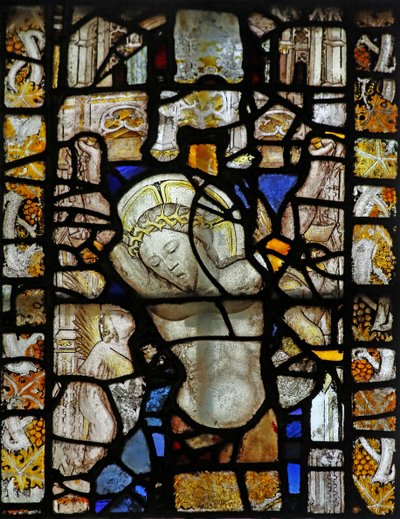 Window s4 depicting a Crucifixion fragment by English School