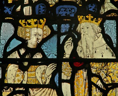 Window depicting a king and a queen by English School