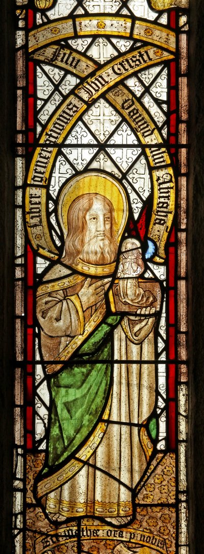 Window depicting the Evangelist: St Matthew by English School