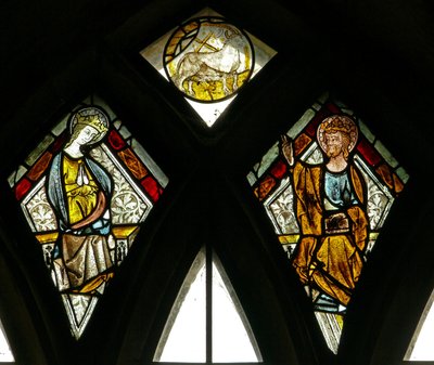 Bull (re St Luke?) and the Coronation of the Virgin by English School