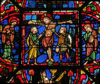 Crucifixion with Mary and John and Soldiers with a Spear and the Sponge of Vinegar (Window W0) by English School