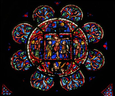 Crucifixion with Mary and John and Soldiers with a Spear and the Sponge of Vinegar (Window W0) by English School