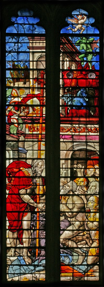 Window w15 depicting the Harrowing of Hell by English School