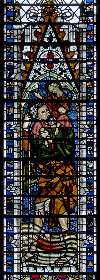 Window depicting St Christopher by English School