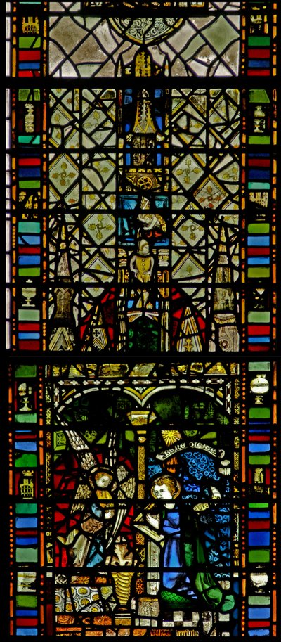 Window w31 depicting the Annunciation and canopy by English School