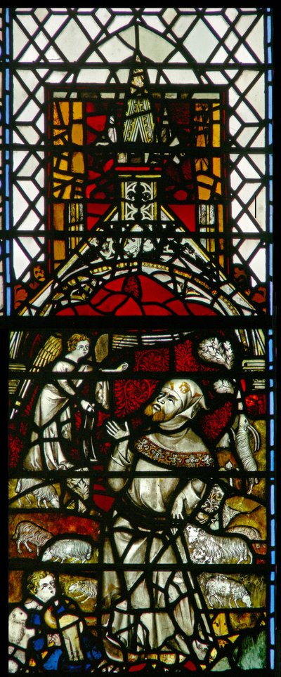 Window w32 depicting the Annunciation to Joachim by English School