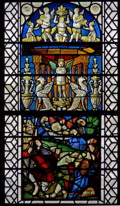 Window w36 depicting the Annunciation to Shepherds by English School