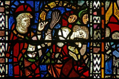 Window w38 depicting the administration of penance by English School