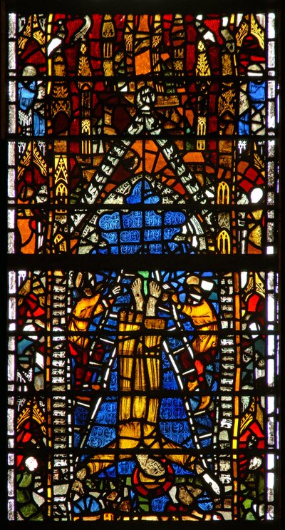 Window w38 depicting the crucifixion of St Peter by English School