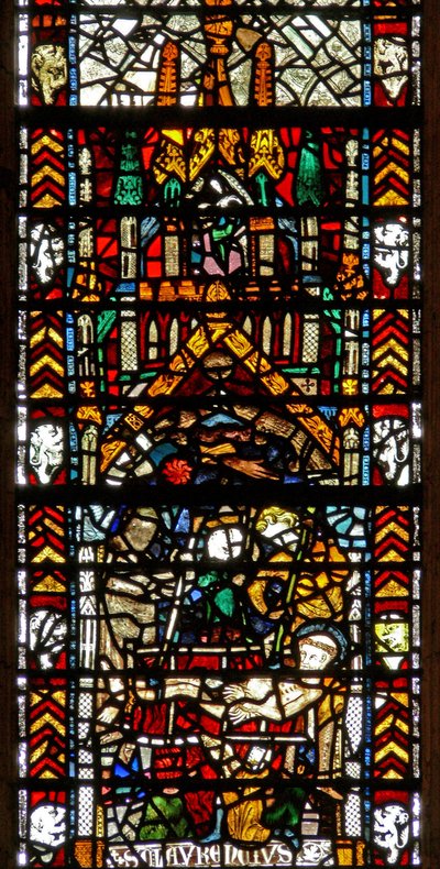 Window w39 depicting the martyrdom of St Lawrence by English School