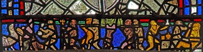 Window w40 depicting a border panel with the Monkeys Funeral by English School