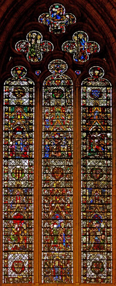 Window w42 depicting Peter de Dene window with scenes from the Life of St Catherine by English School