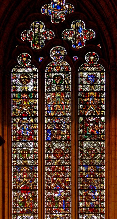 Window w42 depicting Peter de Dene window with scenes from the Life of St Catherine by English School