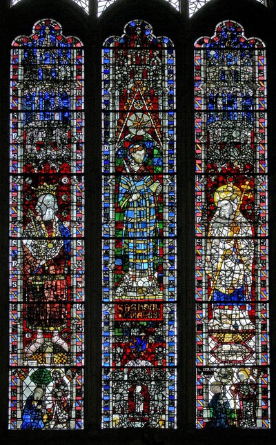 Window depicting St Edward the Confessor, St Vincent, St Peter by English School