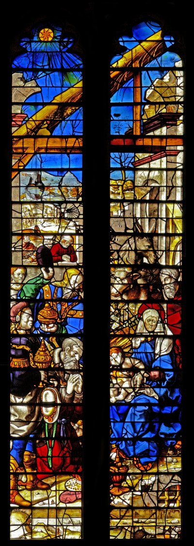 Window w4 depicting the Adoration of the Magi by English School