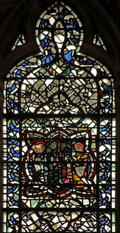 Window W57 depicting the Funeral of the Virgin Mary by English School