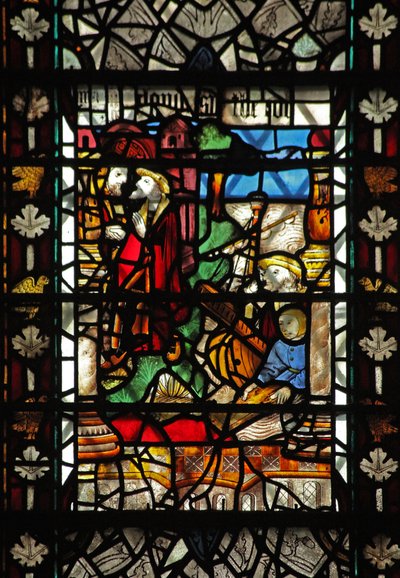 Window W58 depicting a scene from the story of St Thomas Becket - a disembarkation scene by English School