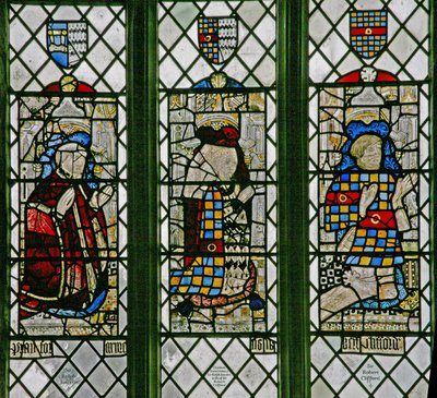 Window w5 depicting Sir Ralph Joscelin, Elizabeth Joselin Clifford, Sir Robert Clifford by English School