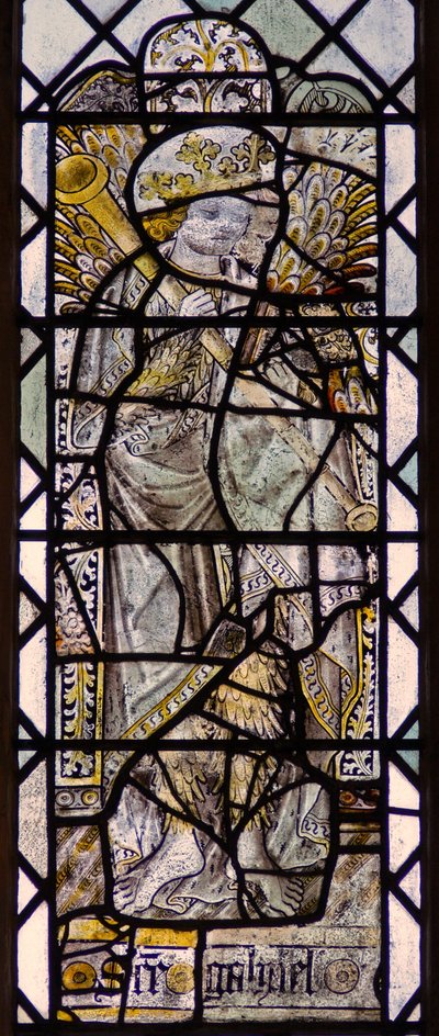 Window w8 depicting the angelic hierarchy: Archangel Gabriel by English School