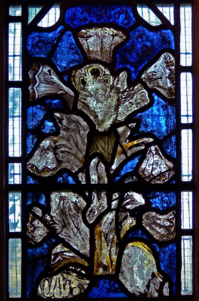 Window depicting the Lily Crucifixion: a fusion of the lily (symbol of the Annunciation) with the Crucifixion by English School