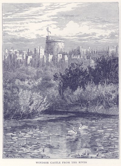 Windsor Castle from the River by English School