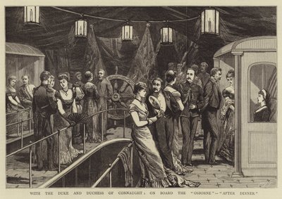 With the Duke and Duchess of Connaught, on Board the "Osborne", "After Dinner" by English School