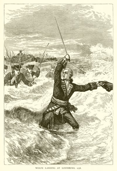 Wolfe landing at Louisburg, 1758 by English School