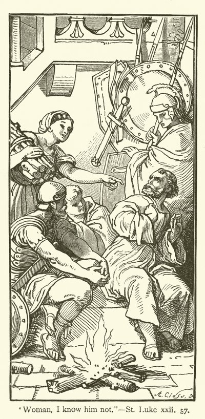 "Woman, I know him not", St Luke, xxii, 57 by English School