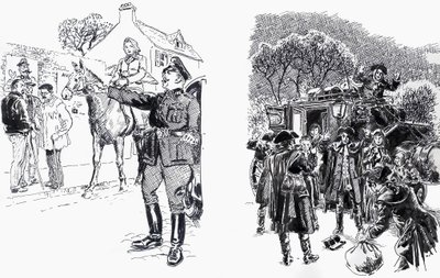 Woman on Horse with Officer and Highwaymen by English School