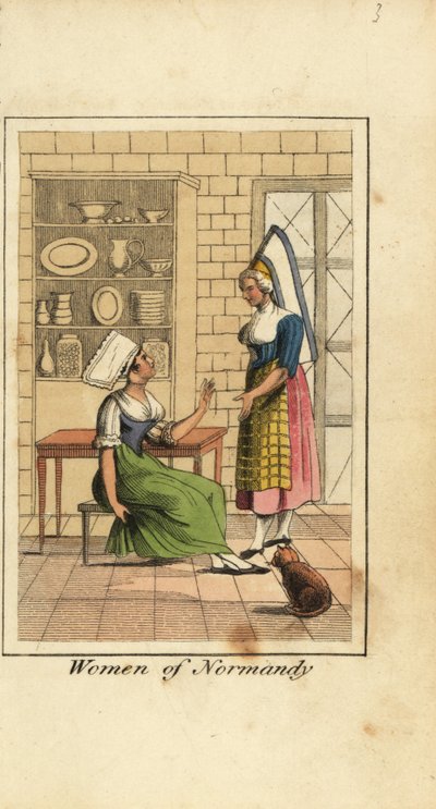 Women of Normandy, France, in a Kitchen by English School