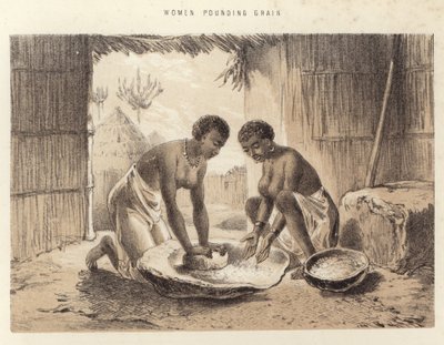 Women Pounding Grain by English School