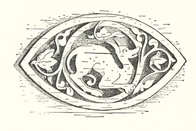 Wood carving: Dog (engraving) by English School