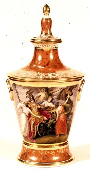 Worcester Vase Painted by Thomas Baxter by English School