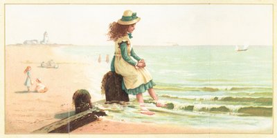 Young Girl Paddling Feet in the Sea by English School