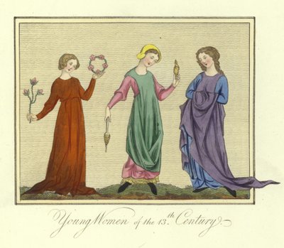 Young Women of the 13th Century by English School