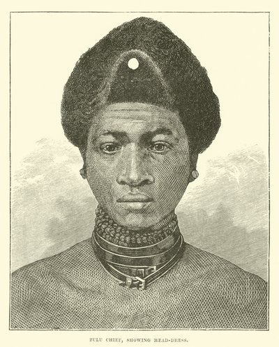 Zulu Chief, Showing Head-Dress by English School