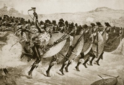 Zulus advancing to attack at Kambula Hill, March 29th 1879 by English School