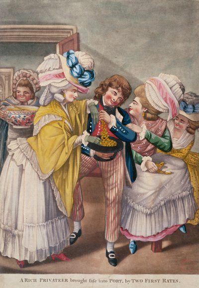 A Rich Privateer Brought Safe into Port, by Two First Rates by English School English School