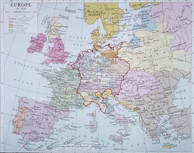 Europe in 1519, from a modern atlas by English School English School