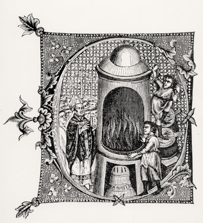 Historiated initial C from Divinorum Officiorum by William Durand, illustration from Science and Literature in the Middle Ages and Renaissance, written and engraved by Paul Lacroix, 1878 by English School English School