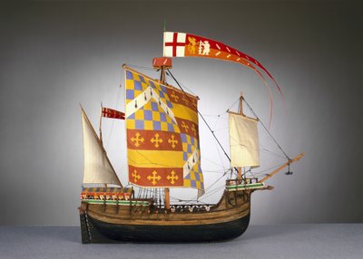 Model of a large English ship, or cog of c.1485 by English School English School